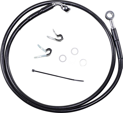 Drag Specialties - Drag Specialties Extended Stainless Steel Front Brake Line Kit - Black Vinyl Coated - 46 3/8in. - 660313-8BLK