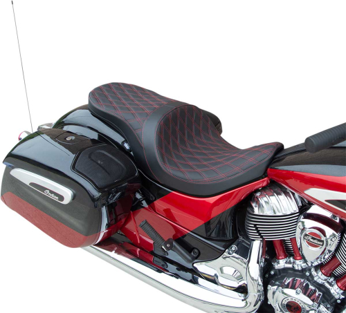 Drag Specialties - Drag Specialties Low Profile Touring Seat - Double Diamond - Red - Solar Reflective Leather - 0810-2276