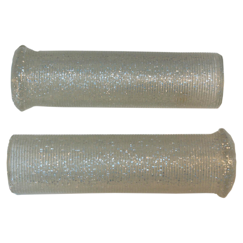 Emgo - Emgo Star Fire Flake Grips for 1in. Handlebars - Silver - 42-21119