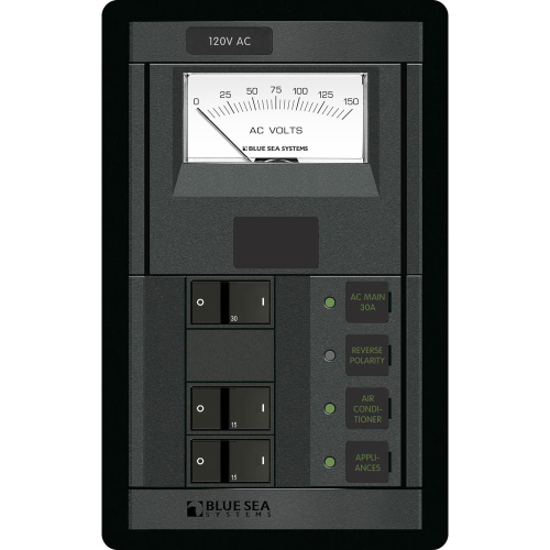 Blue Sea Systems - Blue Sea 1206 120V AC Main + 2 Positions w/AC Voltmeter