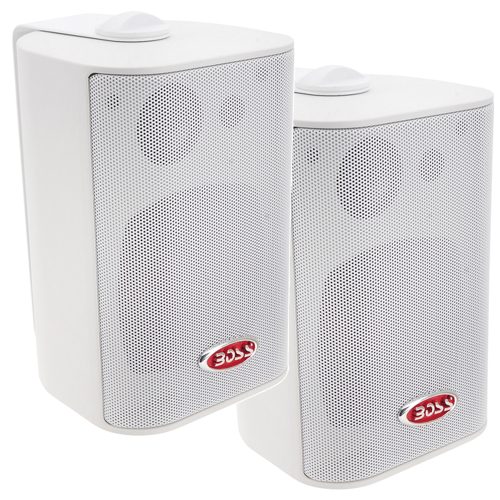 Boss Audio - Boss Audio MR4.3W 4" 3-Way Marine Box Speakers (Pair) - 200W - White