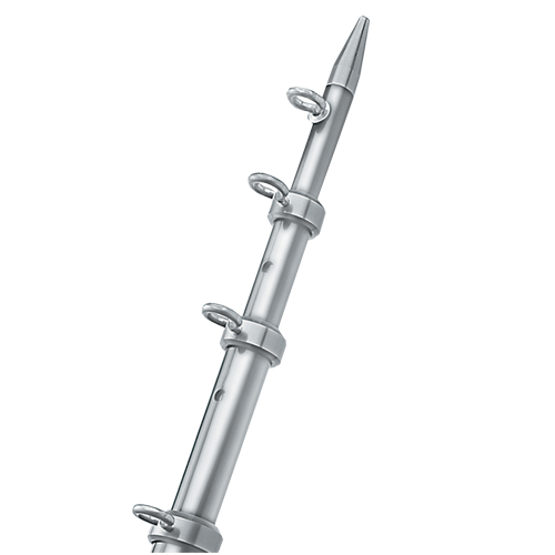 TACO Marine - TACO 8' Center Rigger Pole - Silver w/Silver Rings & Tip - 1-1/8" Butt End Diameter