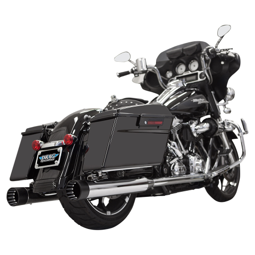 Bassani Manufacturing - Bassani Manufacturing 4in. DNT Straight Can Muffler with Acoustically Tuned Baffle - Chrome with Black Polished End Cap - 1F7DNT5