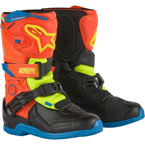 Alpinestars - Alpinestars Tech 3S Kids Boots - 2014524-4755-1 - Orange/Blue/Yellow/Black - 33