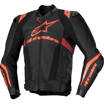 Alpinestars - Alpinestars Missile v3 Ignition Leather Jacket - 3100325-1365-56 - Black/Red Fluo/Dark Red - 56