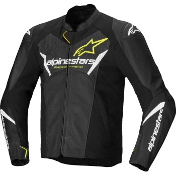 Alpinestars - Alpinestars Faster V3 Airflow Leather Jacket - 3103625-125-48 - Black/White/Yellow Fluo - 48