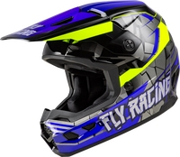 Fly Racing - Fly Racing Kinetic Scorched Youth Helmet - A0030629YL - Blue/Gray/Hi-Vis - Large
