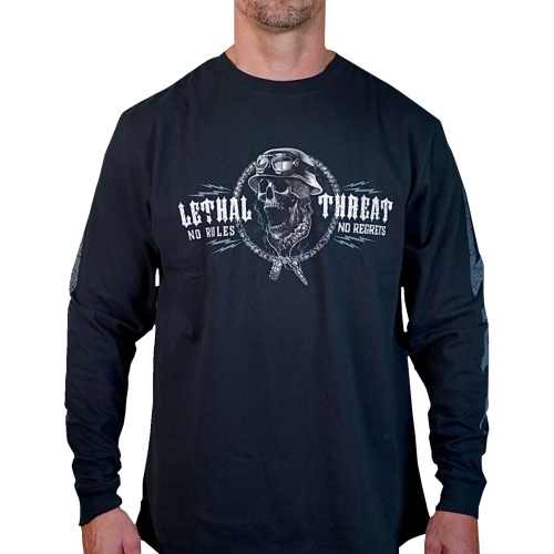 Lethal Threat - Lethal Threat Flash and Bones Long Sleeve Shirt - LS20889-4XL - Black/White - 4XL