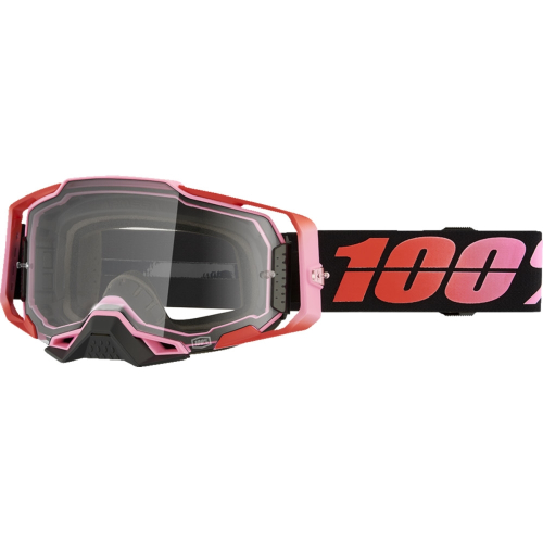 100% - 100% Armega Guerlin Goggles - 50004-00022 - Black/Red/Fluorescent Pink/Clear Lens - OSFM