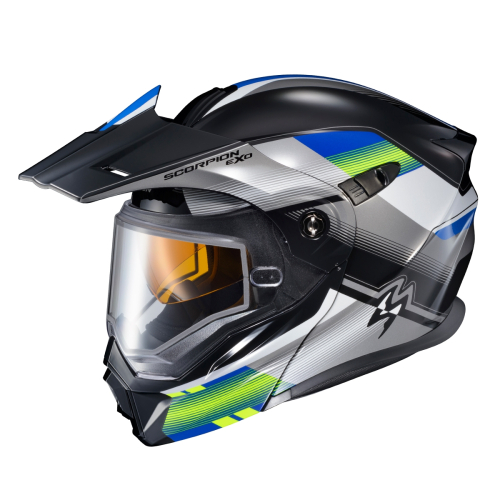 Scorpion - Scorpion EXO-AT950 ZEC Snow Helmet with Dual Lens Shield - 95-1804-SD - Blue/Hi Viz - Medium