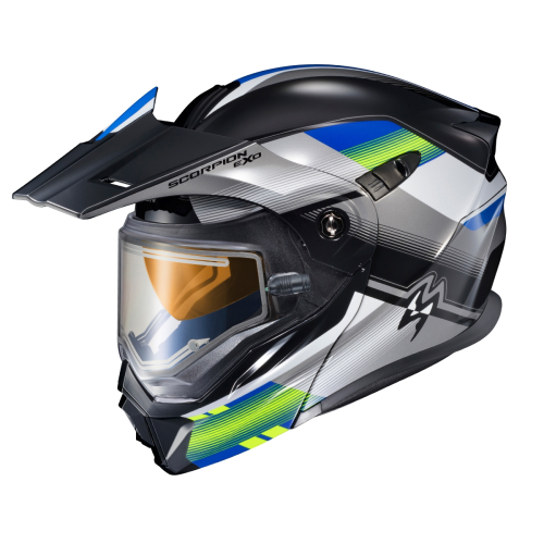 Scorpion - Scorpion EXO-AT950 ZEC Snow Helmet with Electric Shield - 95-1808-EC - Blue/Hi Viz - 3XL
