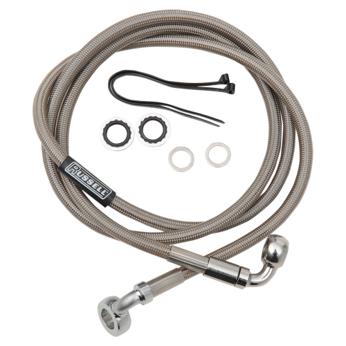 Russell - Russell Pro Swivel Universal Brake Hose - Stainless Steel - 7/16in.,90 Degree,Upper Banjo - 50in. Length - R08979