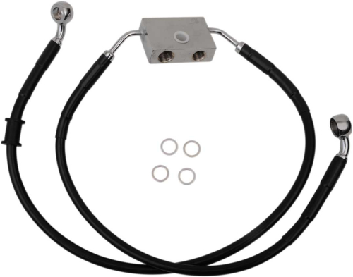 Drag Specialties - Drag Specialties Extended Length Stainless Steel Front Brake Line Kit - +4in. - Black Vinyl - 1741-5305