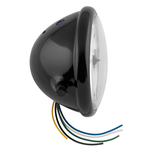 Bikers Choice - Bikers Choice 5-3/4in. Side Mount with Hi Beam Indicator Headlight - Clear Lens - 60/55W - H4 Bulb - Black - 666850