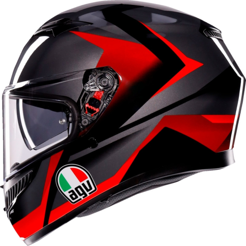 AGV - AGV K3 Striga Helmet - 2118381004-018-L - Matte Black/Gray/Red - Large