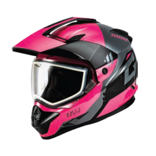 G-Max - G-Max GM-11S Ronin Snow Helmet with Dual Lens Shield - A21151268 - Black/Gray/Pink - 2XL