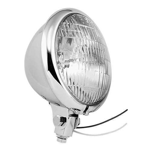 Bikers Choice - Bikers Choice 5-3/4in. Bottom Mount with Hi Beam Indicator Headlight - Patterned Lens - H4 Bulb - Chrome - 5 1/2B-H-S/N1