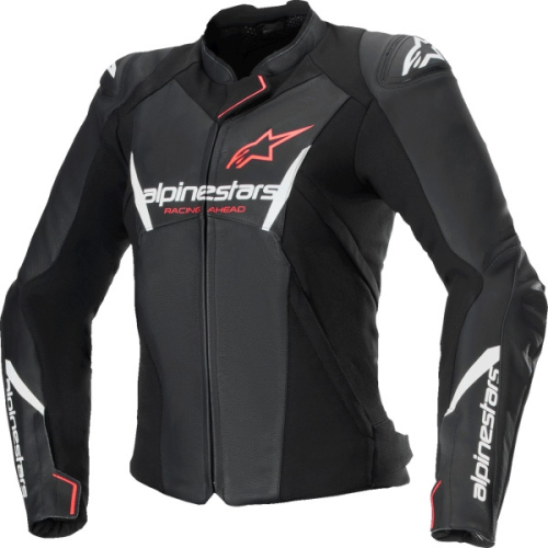Alpinestars - Alpinestars Stella Faster V3 Womens Leather Jacket - 3113625-1781-46 - Black/White Fluo/Coral - 46