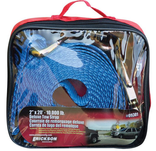 Erickson - Erickson Tow Strap with Forged Safety Snap Hook - 2in. x  20ft. - Blue - 09301
