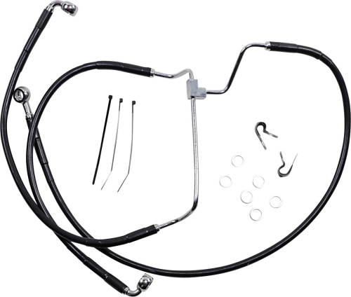 Drag Specialties - Drag Specialties Extended Stainless Steel Front Brake Line Kit - Black Vinyl Coated - 17-1/4in, 21-1/2in, 30-1/4in. - 1741-3976