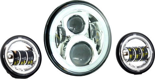 Letric Lighting Co. - Letric Lighting Co. 7in. Premium LED Kit with Full-HALO for Indian - Chrome - LLC-ILHK-7CH