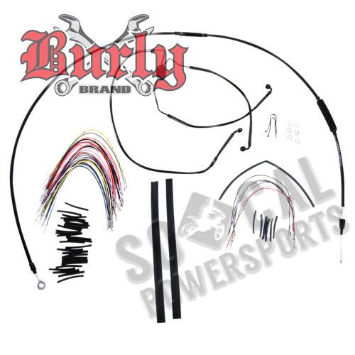 Burly Brand - Burly Brand Extended Cable/Brake Line Kit for 16in. Ape Handlebars - Black Vinyl - B30-1101