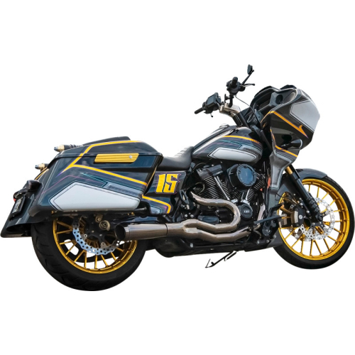 Bassani Manufacturing - Bassani Manufacturing Road Rage II 2-Into-1 Mid-Length Exhaust System - Mercury Black Chrome - 1F72M