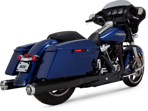 Vance & Hines - Vance & Hines Monster Round Slip-On Mufflers - Black with Chrome Tips - 46780