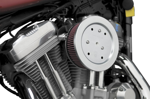 Arlen Ness - Arlen Ness Big Sucker Stage II Air Filter Kit - Chrome Backing Plate - Red Filter - 18-508