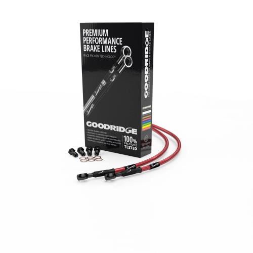 Goodridge - Goodridge GR Powersports SS Front Brake Line Kit - Black Stainless Steel - Black - KW0916-3FCBK-RD