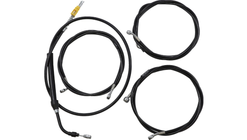 LA Choppers - LA Choppers Complete Handlebar Cable and Brake Line Kit - Black Vinyl - LA-8058KT2-13B