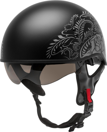 G-Max - G-Max HH-65 Naked Rose Helmet - H1657075 - Matte Black/Silver - Medium
