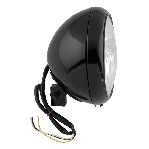 Bikers Choice - Bikers Choice 7in. Headlight with Block - Patterned Lens - 60/55W - H4 Bulb - Black - 666815
