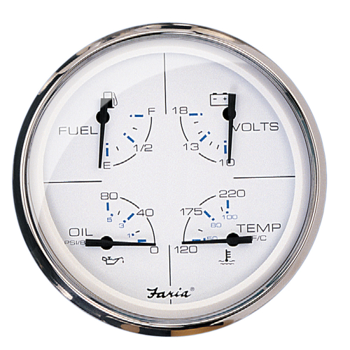 Faria Beede Instruments - Faria Chesapeake White SS 5" Multifunction Gauge