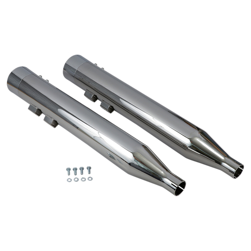 Bassani Manufacturing - Bassani Manufacturing 4in. DNT Straight Can Muffler with Acoustically Tuned Baffle - Chrome with Chrome End Caps - 1F7DNT6