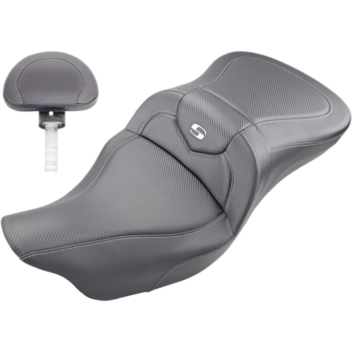 Saddlemen - Saddlemen Extended Reach Road Sofa Seat with Drivers Brackest - Carbon Fiber - 808-07B-186BR