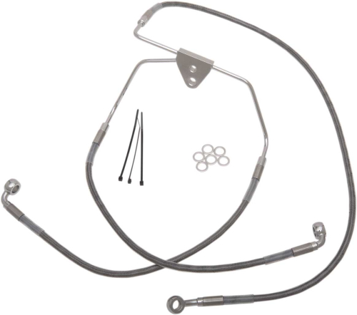Drag Specialties - Drag Specialties Extended Stainless Steel Front Brake Line Kit - Clear Coated - 15 3/8in./27in. - 620085-6