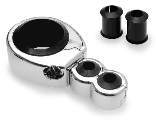 Bikers Choice - Bikers Choice Swivel Head Cable Clamp - 1in. Dual/1 1/8in. without Rubber Sleeve - Chrome - 11-0044