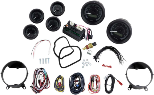 Dakota Digital - Dakota Digital MVX-8K Analog/Digital Plug-In Instrumentation Six-Gauge Kit - Black/Gray Background - Black Bezel - MVX-8600-KG-K