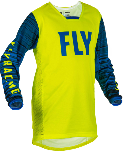 Fly Racing - Fly Racing Kinetic Wave Youth Jersey - 375-525YM - Hi-Vis/Blue - Medium