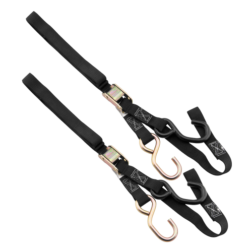 BikeMaster - BikeMaster Tie Downs with Intergrated Soft Hooks - 1in. x 74in. - Black - 100514