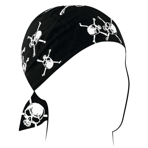 Zan Headgear - Zan Headgear Flydanna Headwrap - Z113C - White Skull/cross - OSFM