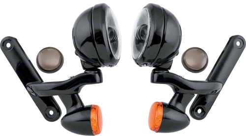 Letric Lighting Co. - Letric Lighting Co. 4.5in. LED Passing Lamp Turn Signal Bracket Kit - Black LED Full-HALO with Black Brackets - LLC-PLBTS-FHBB-E