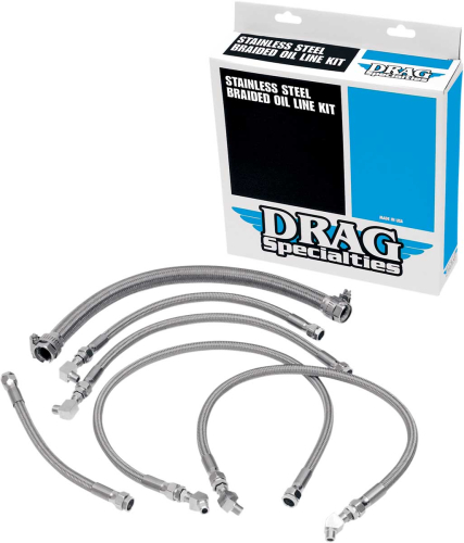 Drag Specialties - Drag Specialties Stainless Steel Braided Oil Line Kit - 606001