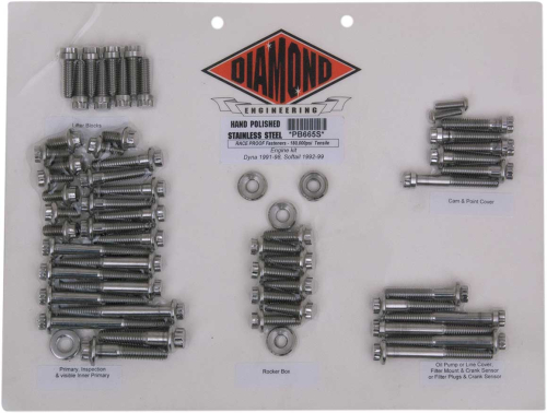 Diamond Engineering - Diamond Engineering 12-Point Polished Stainless Engine Kit - PB665S