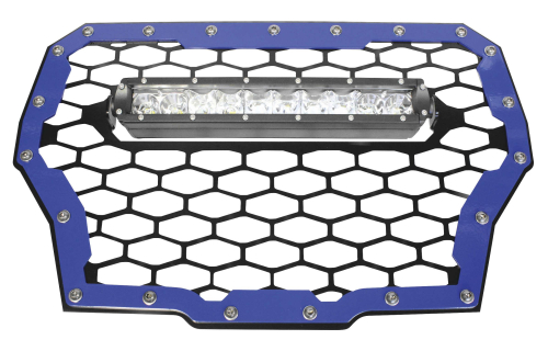 ModQuad - ModQuad Front Grill with 10in. Light Bar - Blue - RZR-FGLS-T-BL