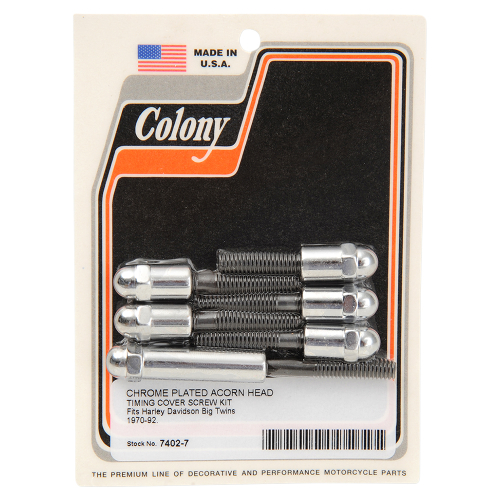 Colony - Colony Timing Cover Screw Kit - Acorn Style - Chrome - 7402-7