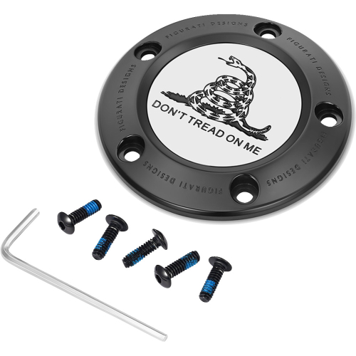 Figurati Designs - Figurati Designs Timing Cover - Black with Dont Tread On Me - 5 Hole - FD40-TC-5H-BLK