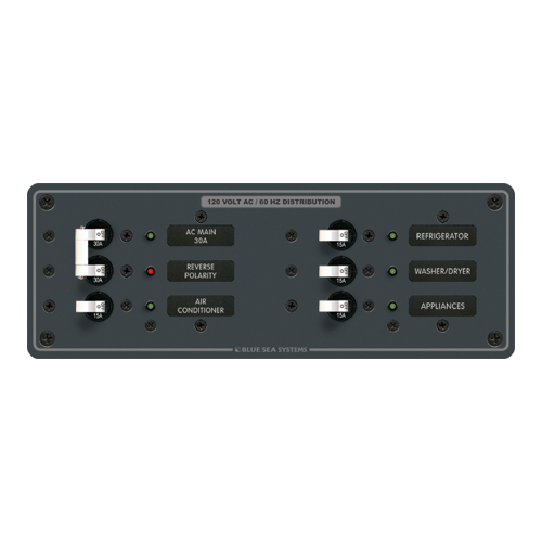 Blue Sea Systems - Blue Sea 8099 AC Main +4 Positions Toggle Circuit Breaker Panel  (White Switches)