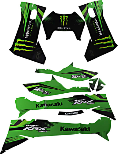 DCOR - DCOR Graphic Kit - Monster Energy Kawasaki, Black/Green/Gray (2-Door) - 20-20-290
